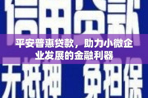 芝罘平安普惠贷款，助力小微企业发展的金融利器