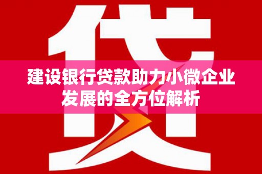 芝罘建设银行贷款助力小微企业发展的全方位解析