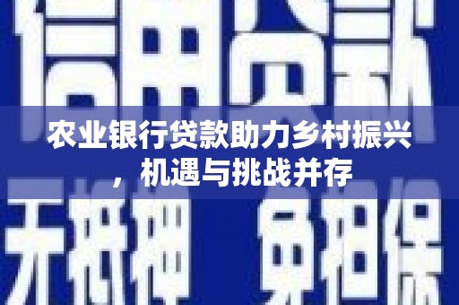 芝罘农业银行贷款助力乡村振兴，机遇与挑战并存